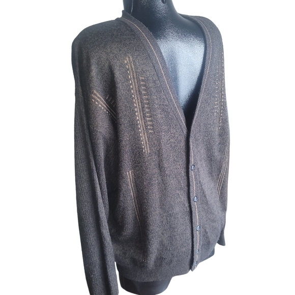 Pronto Uomo Mens Brown Wool Blend Grandpa Cardigan M - Picture 2 of 4